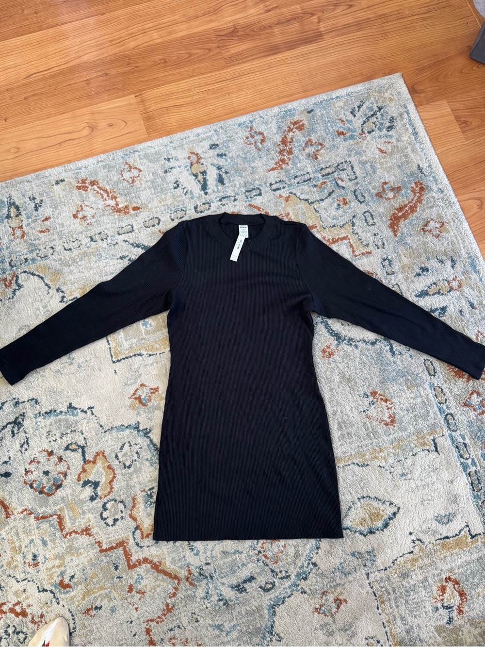 PINK Victoria's Secret Black Ribbed Bodycon Dress